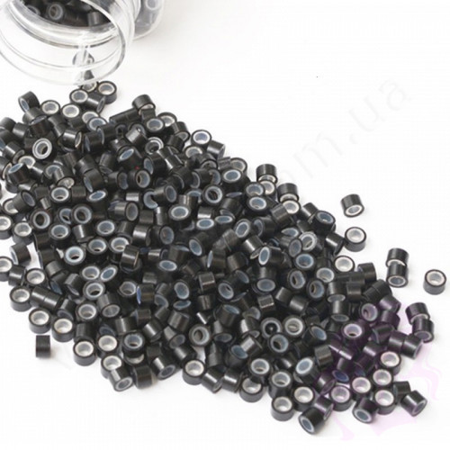 Микрокольца для холодного наращивания алюминиевые + силикон, 500 шт., темно-коричневые (№02)