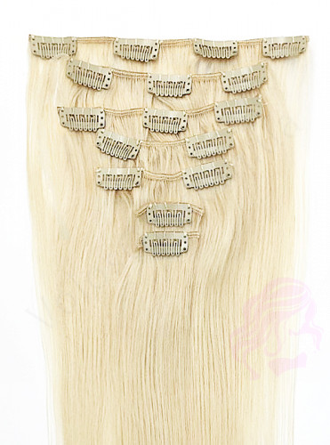 Натуральные волосы на заколках 38 см, 7 прядей, 100 грамм, супер блонд (№60)
